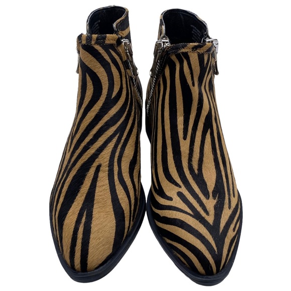 Steven by Steve Madden Bootie Hickory Tiger Black Brown Leather Zip Size 6 - Picture 4 of 9